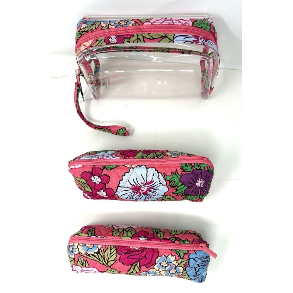 Vera Bradley Vibrant Gardenias Makeup Cosmetic Bag Pouch Set 3 Pcs Floral EXACT - Picture 2 of 13